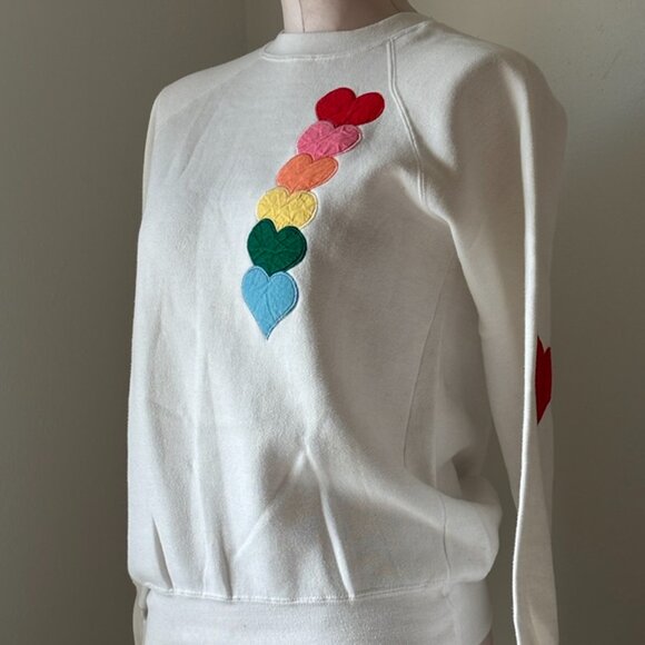 Rare Vintage 80's Rainbow Heart White Crewneck Sweatshirt | Size M - Picture 6 of 6